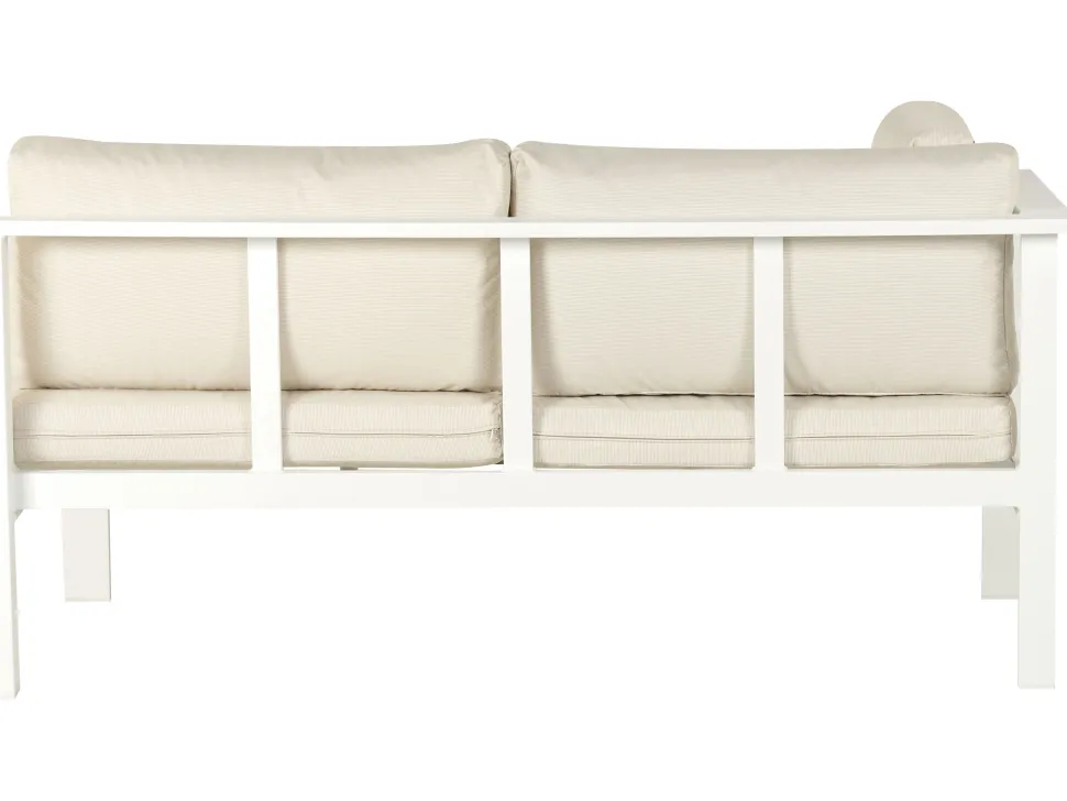 Lounge Set Kunstholz Weis 5-Sitzer Auflagen Beige Messina