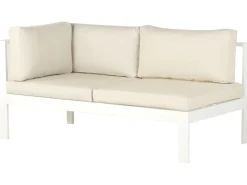 Lounge Set Kunstholz Weis 5-Sitzer Auflagen Beige Messina