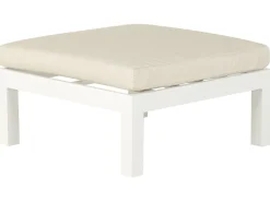 Lounge Set Kunstholz Weis 5-Sitzer Auflagen Beige Messina