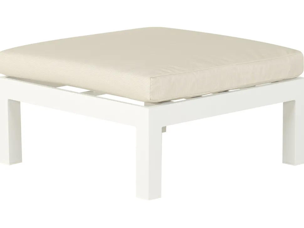 Lounge Set Kunstholz Weis 5-Sitzer Auflagen Beige Messina