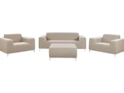 Lounge Set Polsterbezug Beige / Weises Gestell 5-Sitzer Rovigo