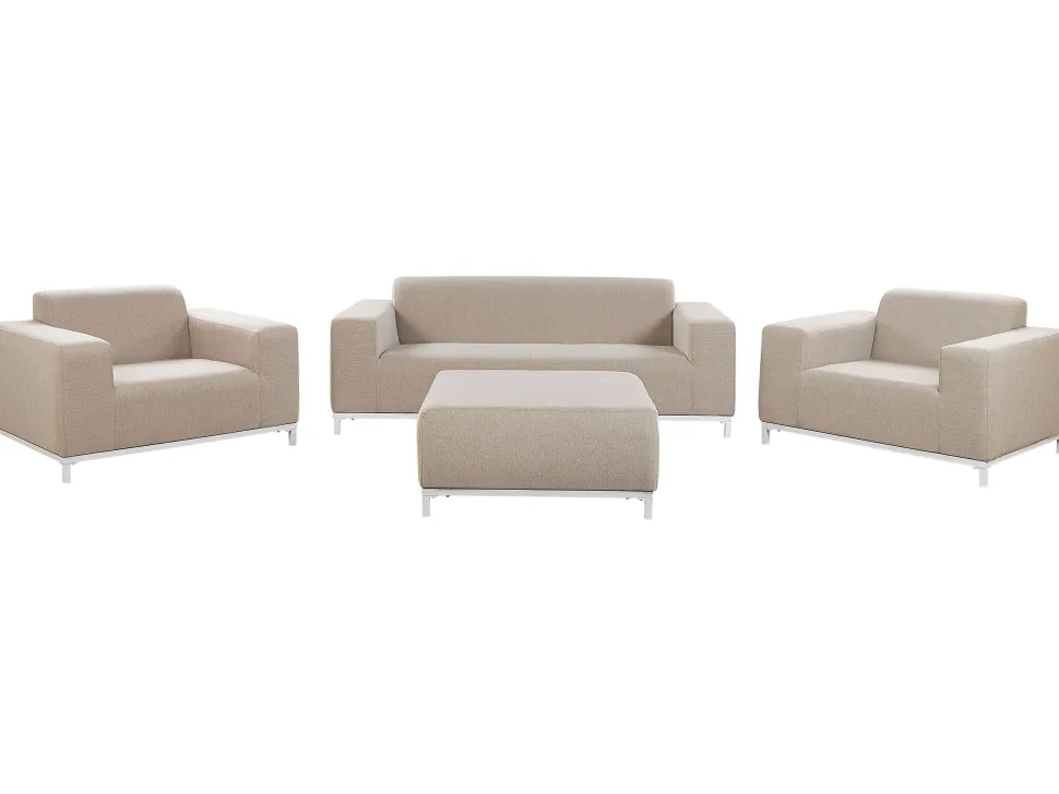 Lounge Set Polsterbezug Beige / Weises Gestell 5-Sitzer Rovigo
