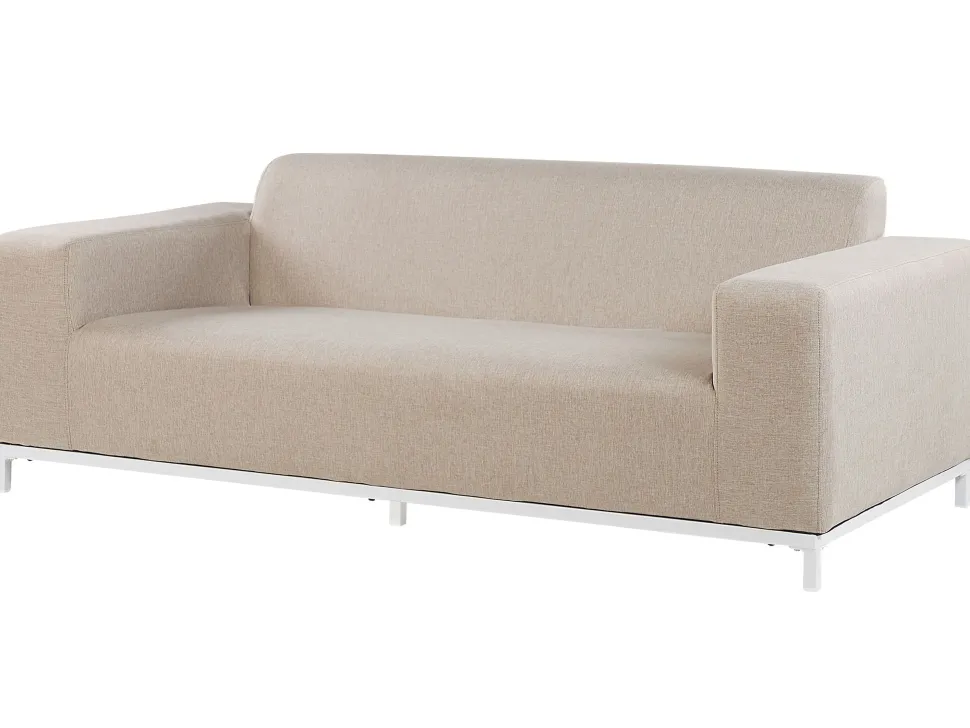 Lounge Set Polsterbezug Beige / Weises Gestell 5-Sitzer Rovigo