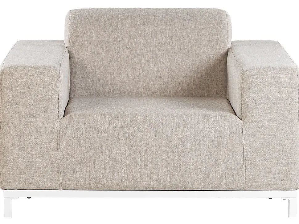 Lounge Set Polsterbezug Beige / Weises Gestell 5-Sitzer Rovigo