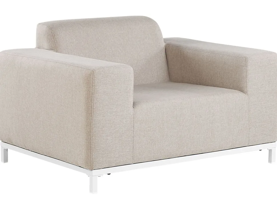Lounge Set Polsterbezug Beige / Weises Gestell 5-Sitzer Rovigo