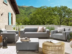 Lounge Set Polsterbezug Grau / Schwarzes Gestell 5-Sitzer Rovigo