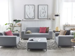 Lounge Set Polsterbezug Grau / Schwarzes Gestell 5-Sitzer Rovigo