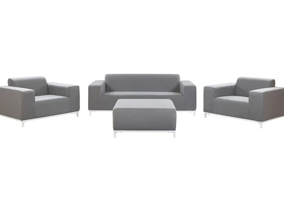 Lounge Set Polsterbezug Grau / Weises Gestell 5-Sitzer Rovigo