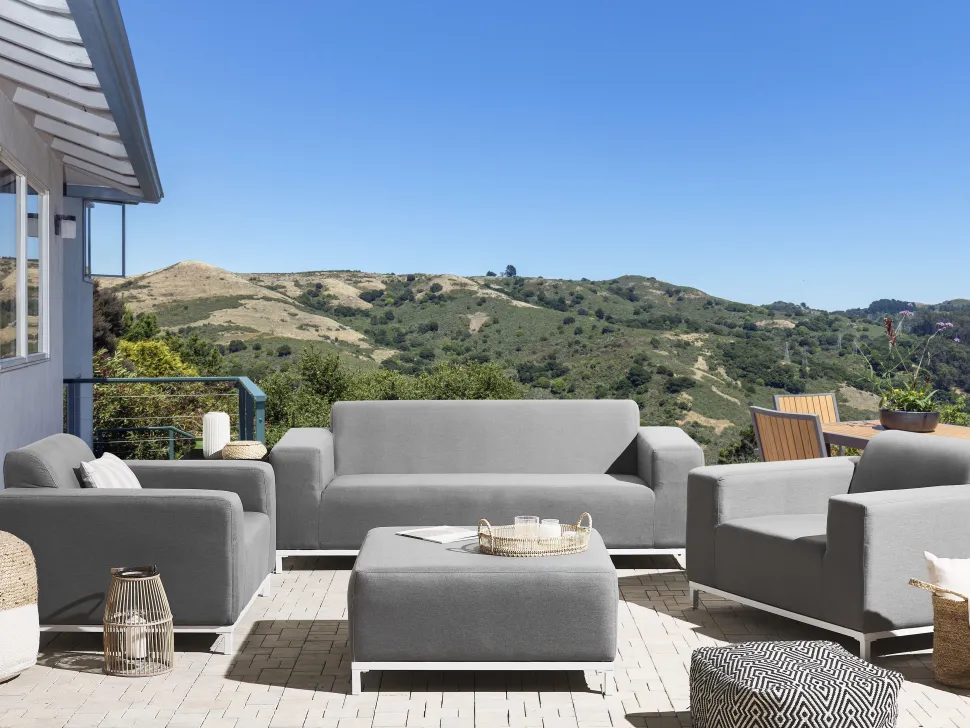 Lounge Set Polsterbezug Grau / Weises Gestell 5-Sitzer Rovigo