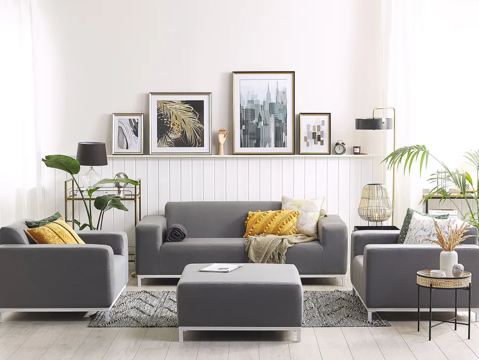 Lounge Set Polsterbezug Grau / Weises Gestell 5-Sitzer Rovigo