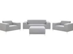 Lounge Set Polsterbezug Hellgrau / Weises Gestell 5-Sitzer Rovigo