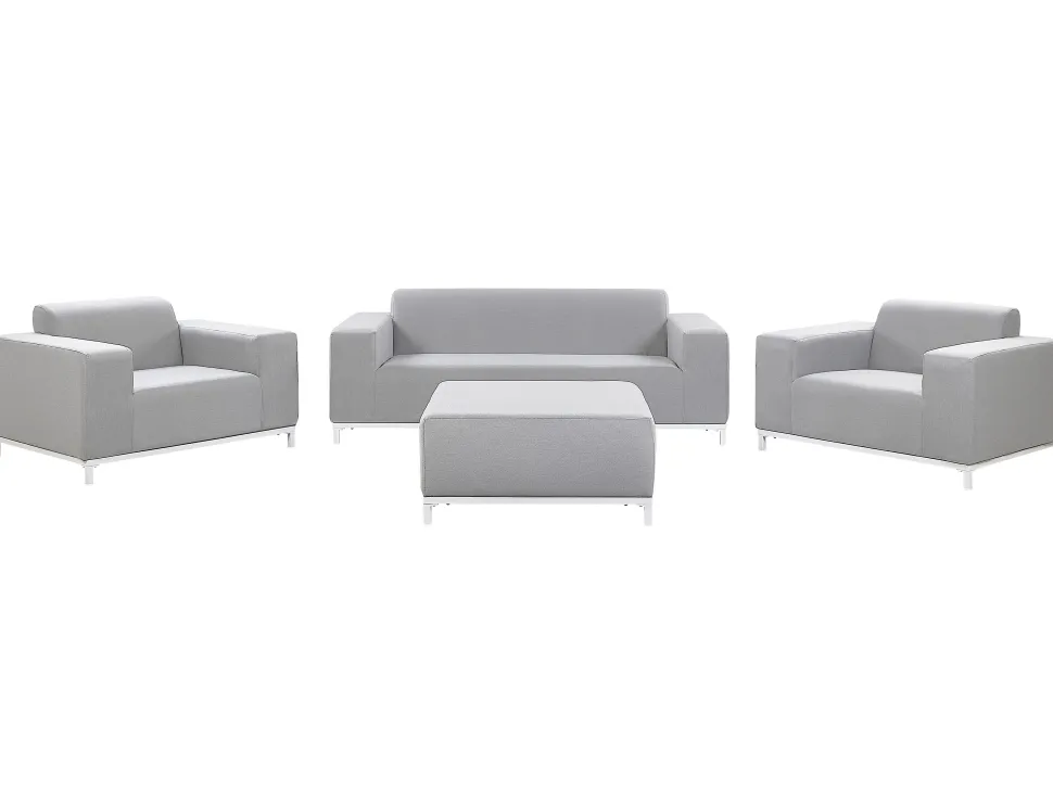 Lounge Set Polsterbezug Hellgrau / Weises Gestell 5-Sitzer Rovigo
