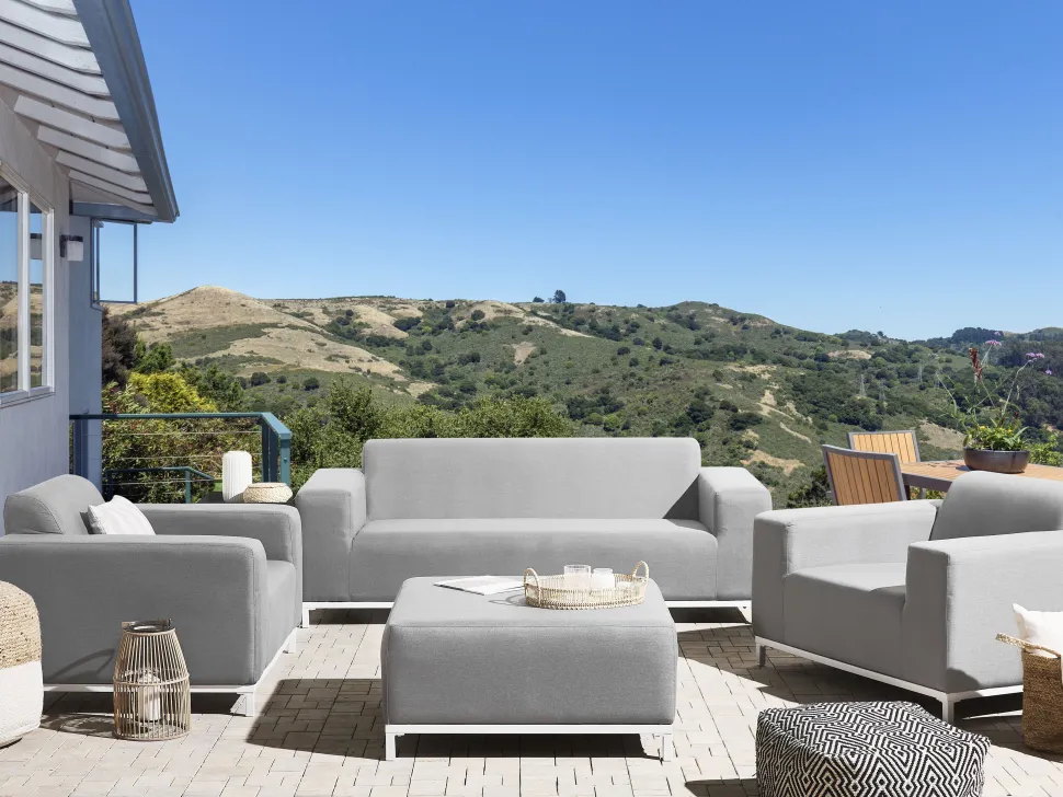 Lounge Set Polsterbezug Hellgrau / Weises Gestell 5-Sitzer Rovigo