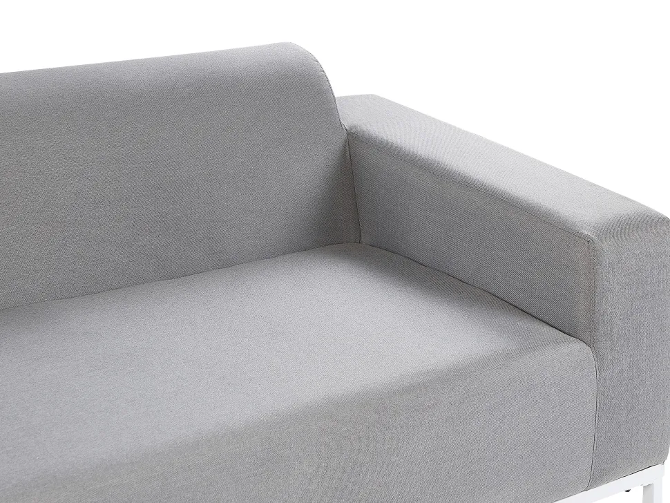 Lounge Set Polsterbezug Hellgrau / Weises Gestell 5-Sitzer Rovigo