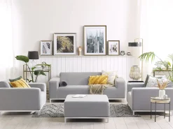Lounge Set Polsterbezug Hellgrau / Weises Gestell 5-Sitzer Rovigo