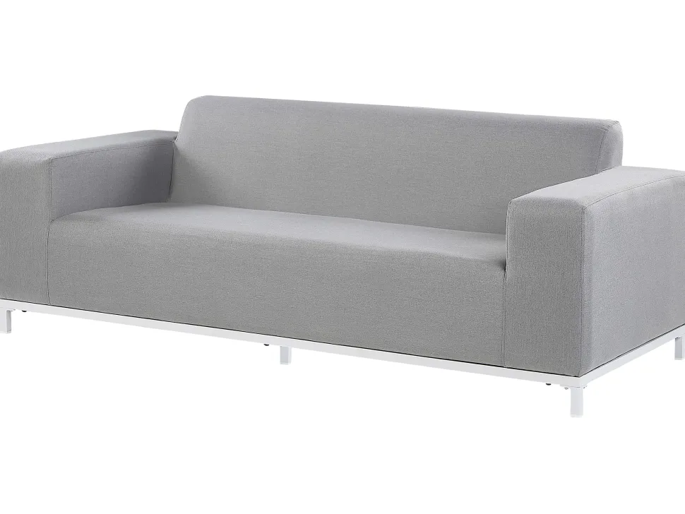 Lounge Set Polsterbezug Hellgrau / Weises Gestell 5-Sitzer Rovigo