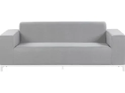 Lounge Set Polsterbezug Hellgrau / Weises Gestell 5-Sitzer Rovigo