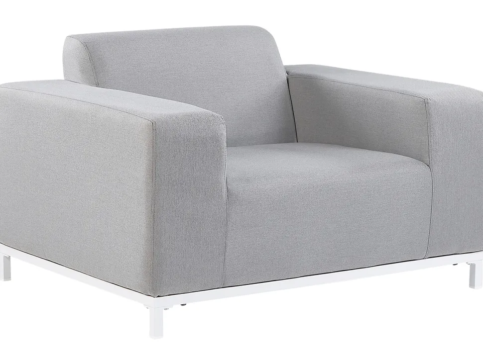 Lounge Set Polsterbezug Hellgrau / Weises Gestell 5-Sitzer Rovigo