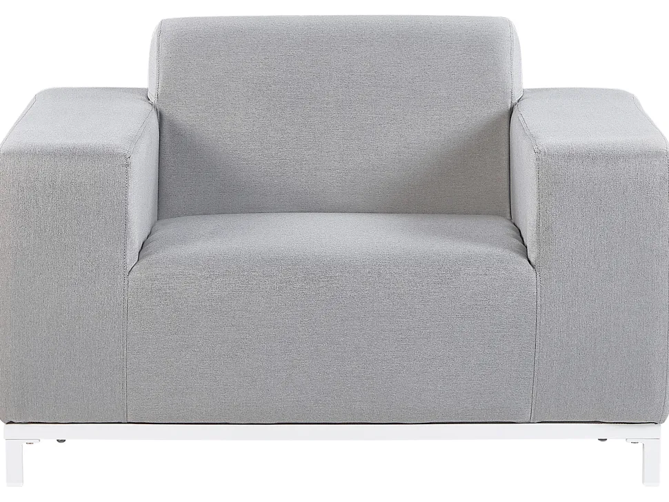 Lounge Set Polsterbezug Hellgrau / Weises Gestell 5-Sitzer Rovigo