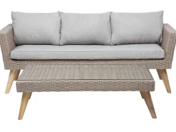 Lounge Set Rattan Braun 5-Sitzer Auflagen Grau Vittoria Xl