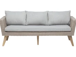 Lounge Set Rattan Braun 5-Sitzer Auflagen Grau Vittoria Xl