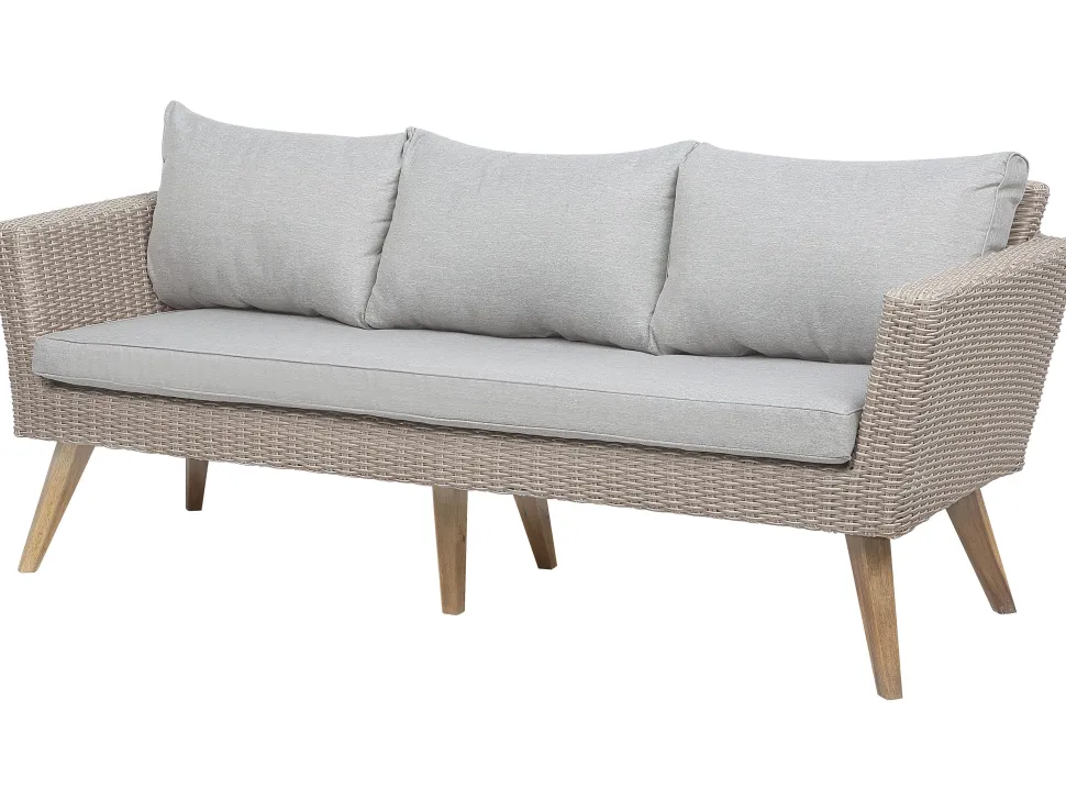 Lounge Set Rattan Braun 5-Sitzer Auflagen Grau Vittoria Xl