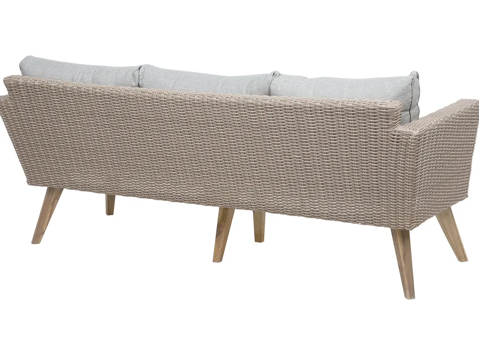 Lounge Set Rattan Braun 5-Sitzer Auflagen Grau Vittoria Xl