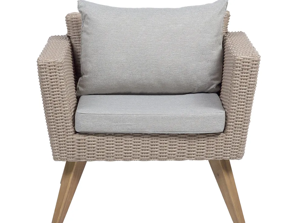 Lounge Set Rattan Braun 5-Sitzer Auflagen Grau Vittoria Xl