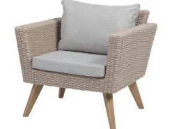 Lounge Set Rattan Braun 5-Sitzer Auflagen Grau Vittoria Xl