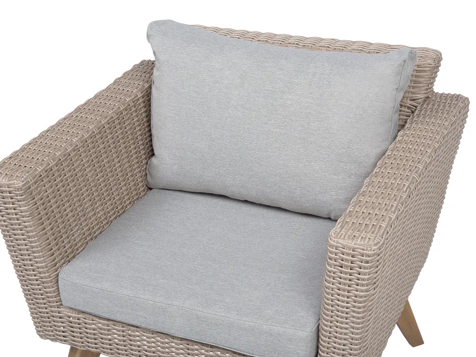Lounge Set Rattan Braun 5-Sitzer Auflagen Grau Vittoria Xl