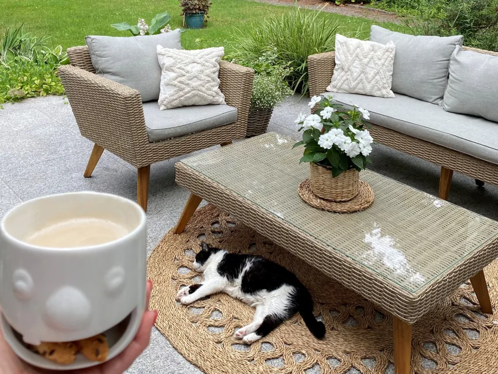 Lounge Set Rattan Braun 5-Sitzer Auflagen Grau Vittoria Xl
