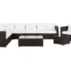 Lounge Set Rattan Braun 8-Sitzer Modular Auflagen Beige Xxl