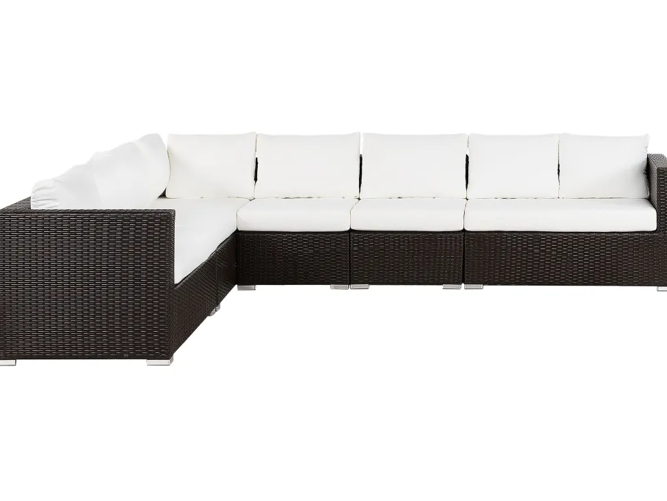 Lounge Set Rattan Braun 8-Sitzer Modular Auflagen Beige Xxl