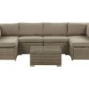 Lounge Set Rattan Braun 6-Sitzer Modular Auflagen Braun Belvedere
