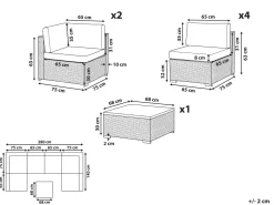 Lounge Set Rattan Braun 6-Sitzer Modular Auflagen Braun Belvedere