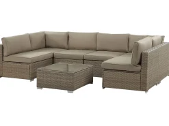 Lounge Set Rattan Braun 6-Sitzer Modular Auflagen Braun Belvedere