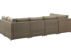 Lounge Set Rattan Braun 6-Sitzer Modular Auflagen Braun Belvedere