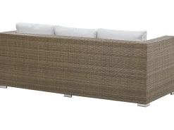 Lounge Set Rattan Braun 5-Sitzer Auflagen Weis Belluno