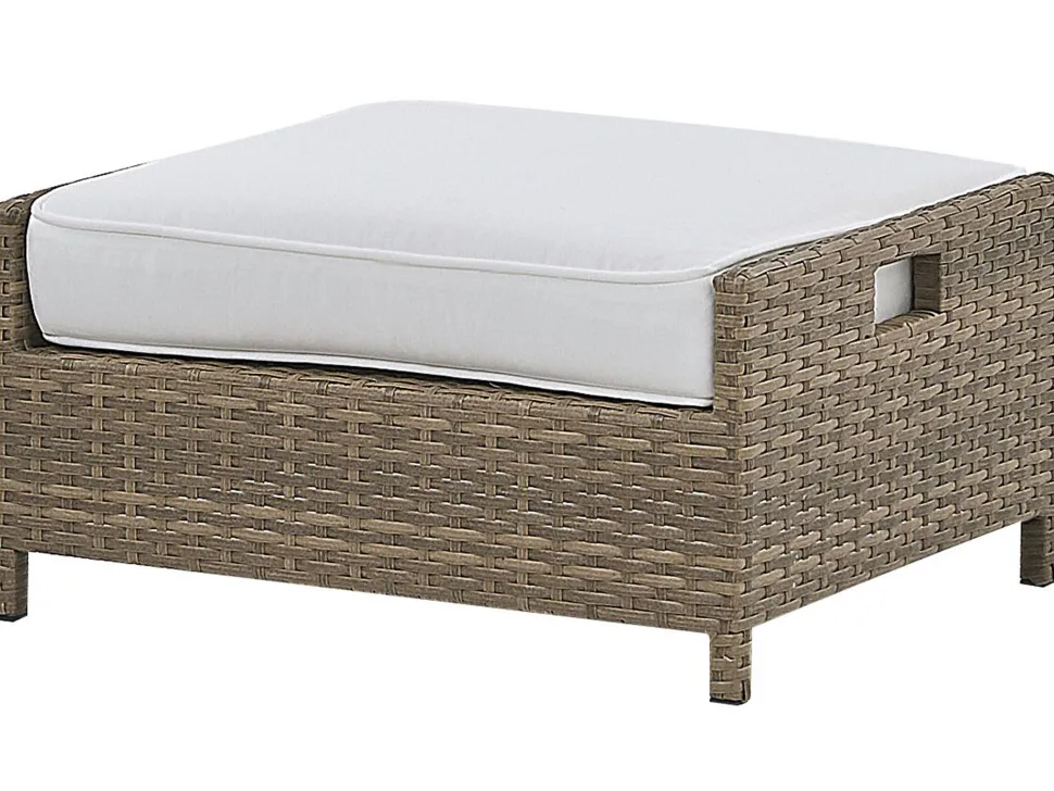 Lounge Set Rattan Braun 5-Sitzer Auflagen Weis Belluno