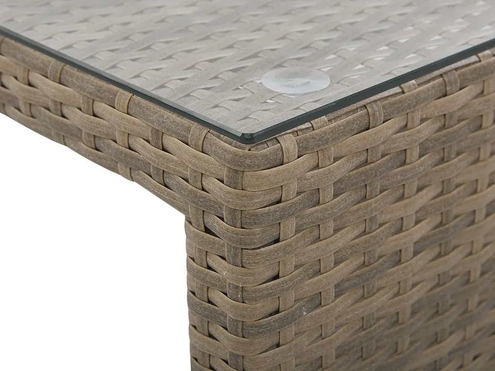 Lounge Set Rattan Braun 5-Sitzer Auflagen Weis Belluno