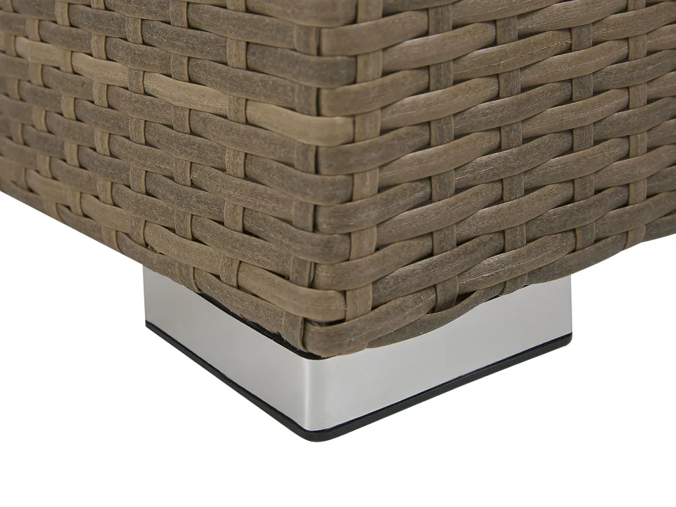 Lounge Set Rattan Braun 5-Sitzer Auflagen Weis Belluno