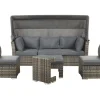 Lounge Set Rattan Dunkelbraun 6-Sitzer Modular Auflagen Grau Corte