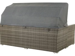 Lounge Set Rattan Dunkelbraun 6-Sitzer Modular Auflagen Grau Corte