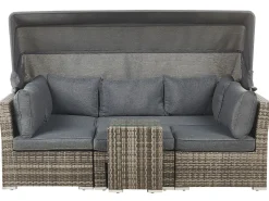 Lounge Set Rattan Dunkelbraun 6-Sitzer Modular Auflagen Grau Corte