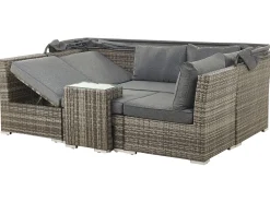 Lounge Set Rattan Dunkelbraun 6-Sitzer Modular Auflagen Grau Corte