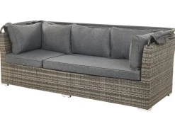Lounge Set Rattan Dunkelbraun 6-Sitzer Modular Auflagen Grau Corte