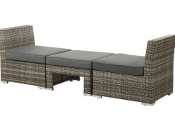 Lounge Set Rattan Dunkelbraun 6-Sitzer Modular Auflagen Grau Corte