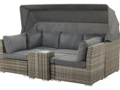 Lounge Set Rattan Dunkelbraun 6-Sitzer Modular Auflagen Grau Corte