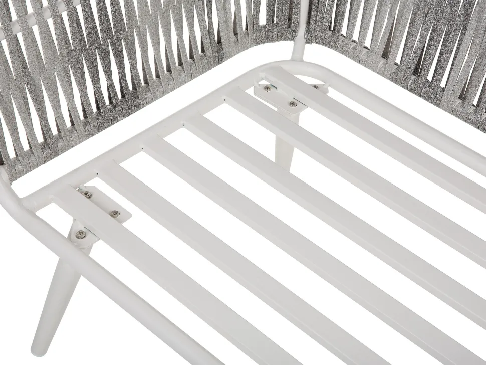 Lounge Set Rattan Grau Meliert 4-Sitzer Auflagen Cremeweis Ragusa