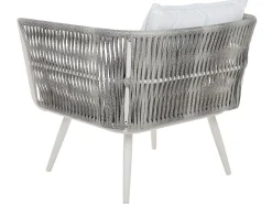 Lounge Set Rattan Grau Meliert 4-Sitzer Auflagen Cremeweis Ragusa